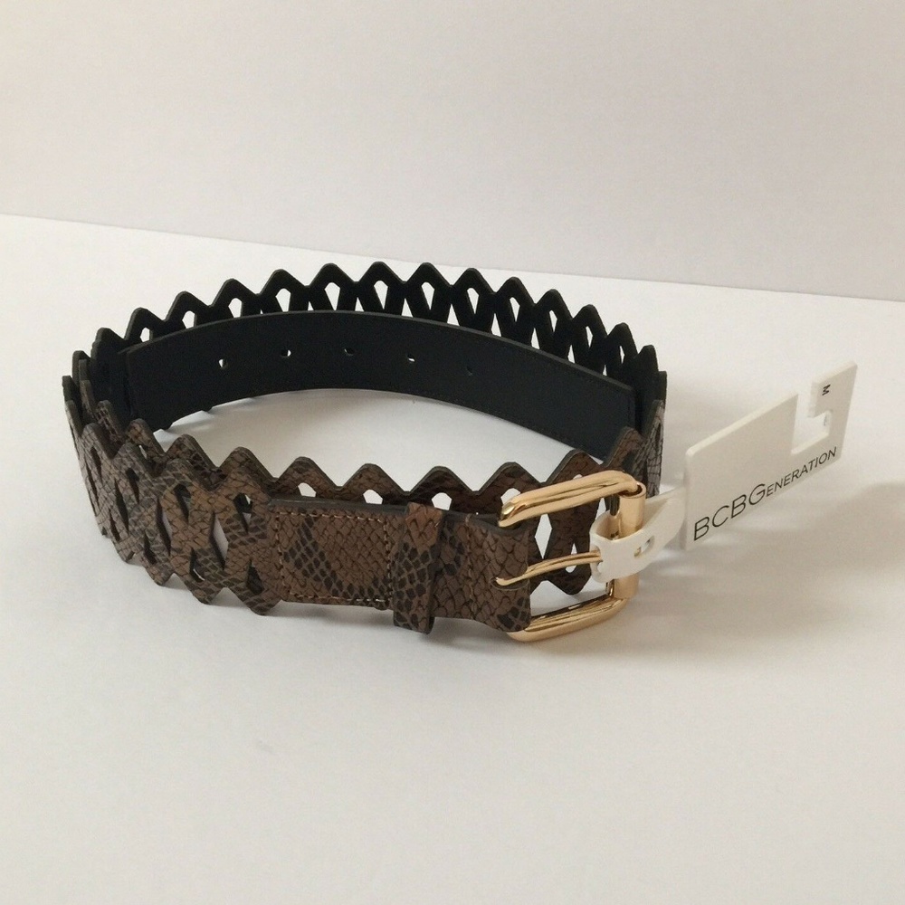 BCBGeneration Faux Snakeskin Lattice Cut Belt Sz M